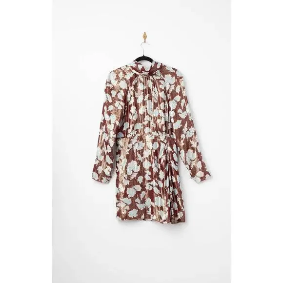 Tanya Taylor Hannah Brown floral lame Dress Size 10 - Picture 4 of 12